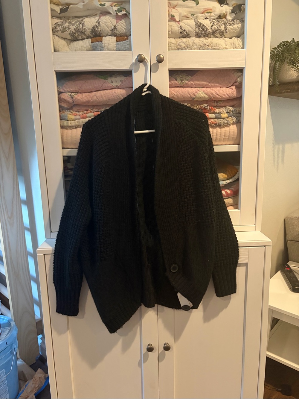 Prana Black Chunky Knit Shawl Collar Cardigan